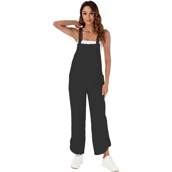 JUMPSUITS Romper Suits Wide Leg Pants-Black - Picture 4 of 5